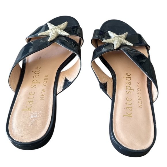 Kate Spade Under The Sea Blazer Blue Silver Starfish Slide Sandals Size 7 - Picture 5 of 11